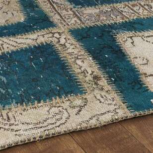 Liviadora Patchwork Yuvarlak Halı Kübik Turkuaz-Bej (4)