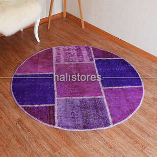 Liviadora Patchwork Yuvarlak Halı Mor-Lacivert (2)