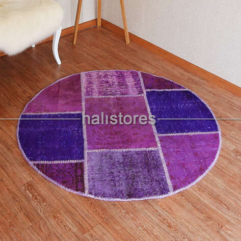 Liviadora Patchwork Yuvarlak Halı Mor-Lacivert - 2