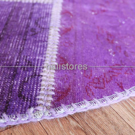 Liviadora Patchwork Yuvarlak Halı Mor-Lacivert - 5