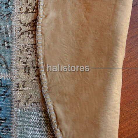 Liviadora Yuvarlak Antik Patchwork Halı Bej-Mavi-Turkuaz - 6