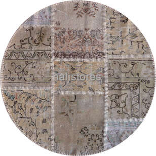 Liviadora Yuvarlak Antik Patchwork Halı Bej (1)