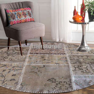 Liviadora Yuvarlak Antik Patchwork Halı Bej (2)
