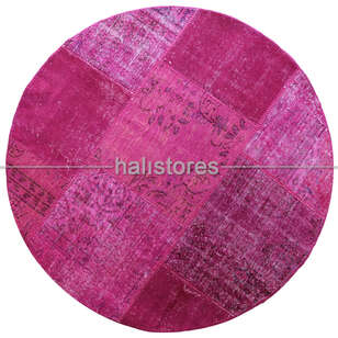 Liviadora Yuvarlak Fuşya Patchwork Halı (1)