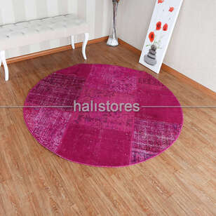 Liviadora Yuvarlak Fuşya Patchwork Halı (2)