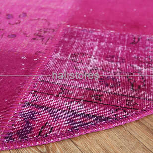 Liviadora Yuvarlak Fuşya Patchwork Halı (4)