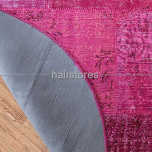 Liviadora Yuvarlak Fuşya Patchwork Halı (5)