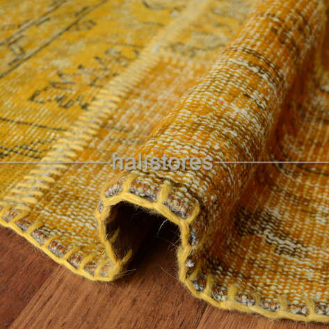 Liviadora Yuvarlak Patchwork El Halısı Koyu Sarı - 4
