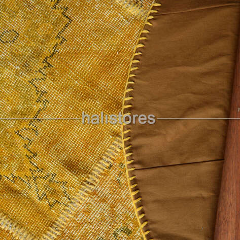 Liviadora Yuvarlak Patchwork El Halısı Koyu Sarı - 6