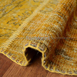 Liviadora Yuvarlak Patchwork El Halısı Koyu Sarı (4)
