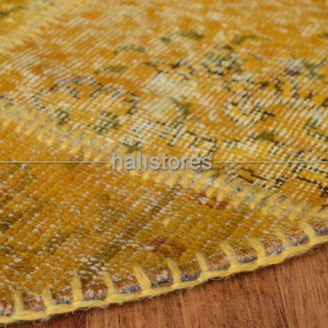 Liviadora Yuvarlak Patchwork El Halısı Koyu Sarı - 5