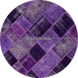Liviadora Yuvarlak Patchwork Halı Cross Mor (1)