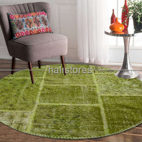 Liviadora Yuvarlak Patchwork Halı Fıstık Yeşili - 3