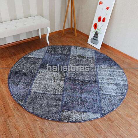 Liviadora Yuvarlak Patchwork Halı Gri - 2