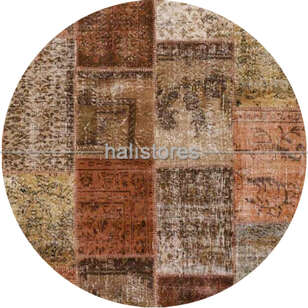 Liviadora Yuvarlak Patchwork Halı Kahve (1)