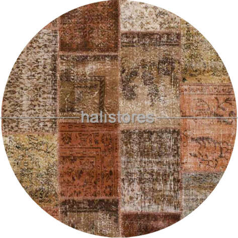 Liviadora Yuvarlak Patchwork Halı Kahve - 1