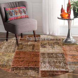 Liviadora Yuvarlak Patchwork Halı Kahve (2)