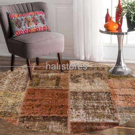 Liviadora Yuvarlak Patchwork Halı Kahve - 2