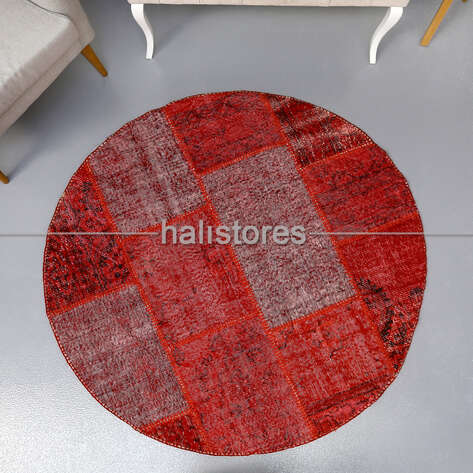 Liviadora Yuvarlak Patchwork Halı Kırmızı - 3