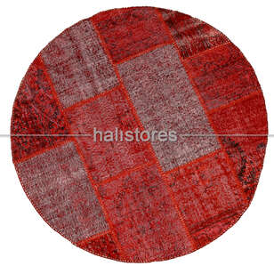 Liviadora Yuvarlak Patchwork Halı Kırmızı (1)