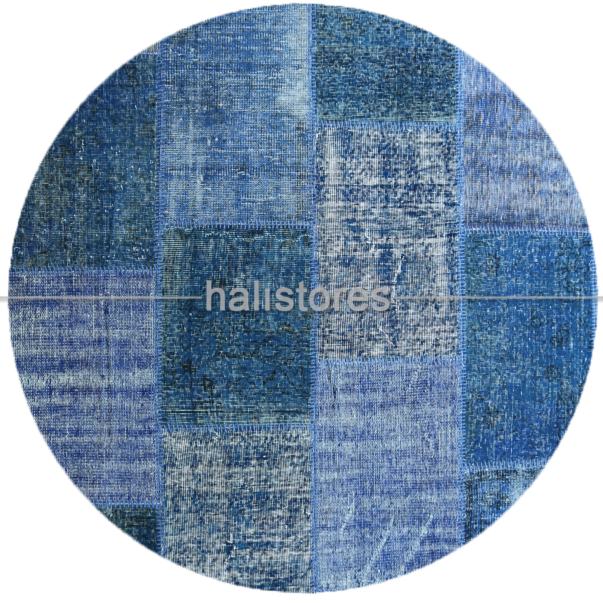 Liviadora Yuvarlak Patchwork Halı Koyu Mavi - Lacivert