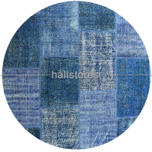 Liviadora Yuvarlak Patchwork Halı Koyu Mavi - Lacivert (1)