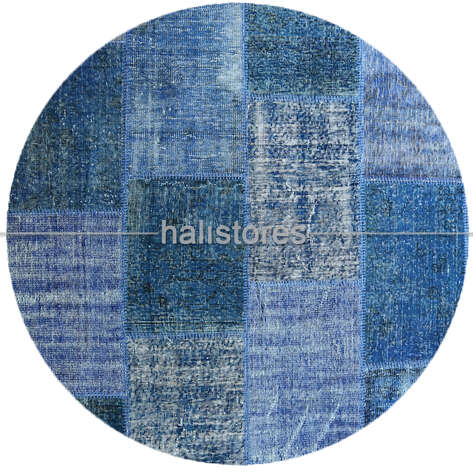 Liviadora Yuvarlak Patchwork Halı Koyu Mavi - Lacivert - 1