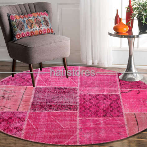 Liviadora Yuvarlak Patchwork Halı Pembe - 2