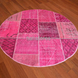 Liviadora Yuvarlak Patchwork Halı Pembe (3)