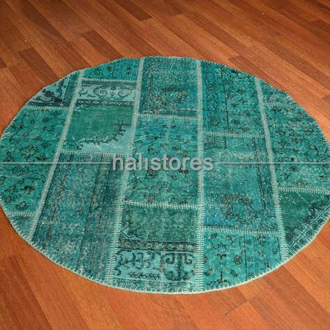 Liviadora Yuvarlak Patchwork Halı Turkuaz - 3