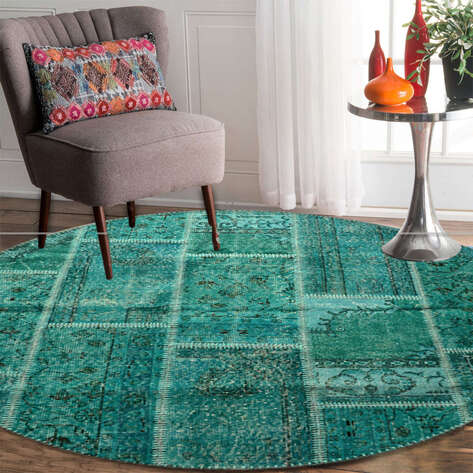 Liviadora Yuvarlak Patchwork Halı Turkuaz - 2
