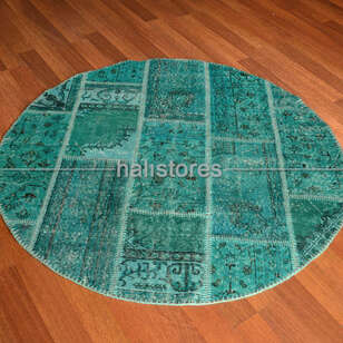 Liviadora Yuvarlak Patchwork Halı Turkuaz (3)
