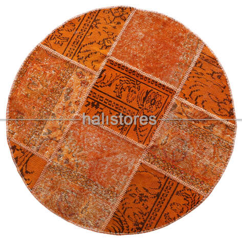 Liviadora Yuvarlak Patchwork Halı Turuncu - 1