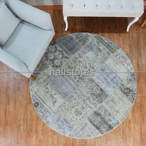 Liviadora Yuvarlak Patchwork Halısı Gri - 1