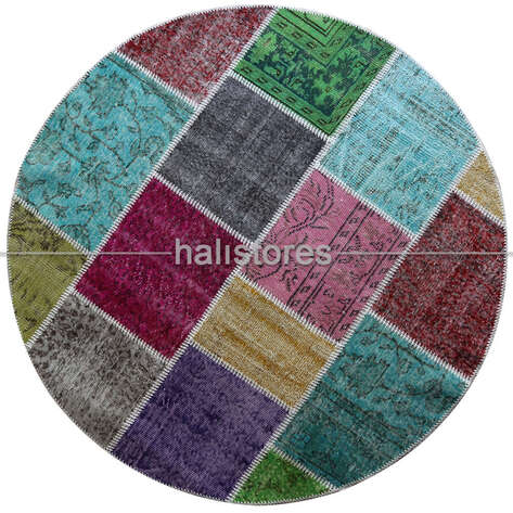Liviadora Yuvarlak Patchwork Halısı Kareli - 1