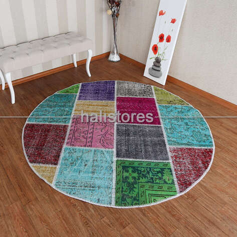 Liviadora Yuvarlak Patchwork Halısı Kareli - 2