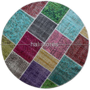 Liviadora Yuvarlak Patchwork Halısı Kareli (1)