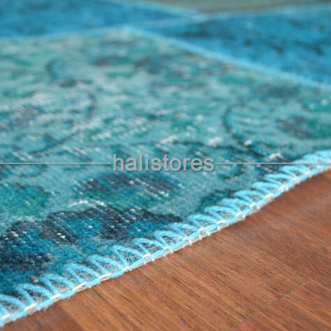 Liviadora Yuvarlak Patchwork Halısı Turkuaz Mavi - 4