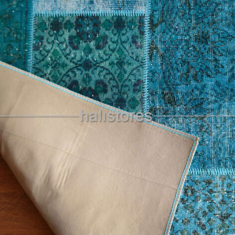 Liviadora Yuvarlak Patchwork Halısı Turkuaz Mavi - 5