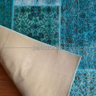 Liviadora Yuvarlak Patchwork Halısı Turkuaz Mavi (5)