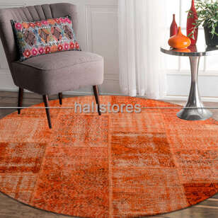 Liviadora Yuvarlak Patchwork Halısı Turuncu (2)