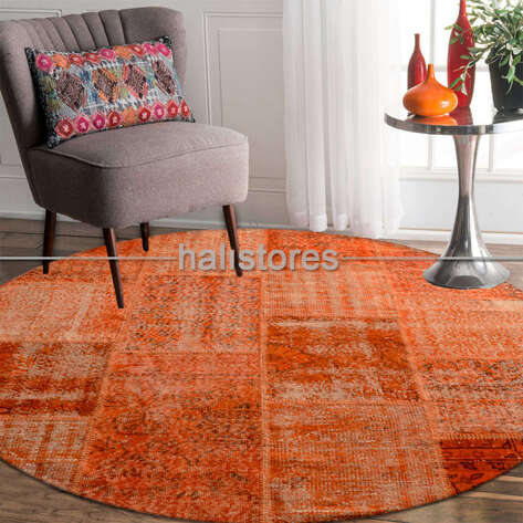 Liviadora Yuvarlak Patchwork Halısı Turuncu - 2