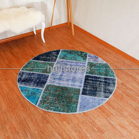 Liviadora Yuvarlak Patchwork Halısı Yeşil-Mavi - 2