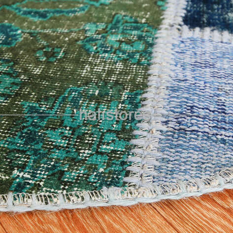 Liviadora Yuvarlak Patchwork Halısı Yeşil-Mavi - 5