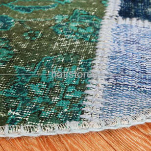 Liviadora Yuvarlak Patchwork Halısı Yeşil-Mavi (5)