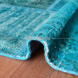 Liviadora Yuvarlak Turkuaz Patchwork Halı (2)