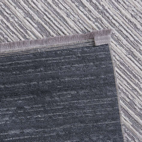 Makinede Yıkanabilir Şönil Dokuma Kilim Gri 8702 - 6