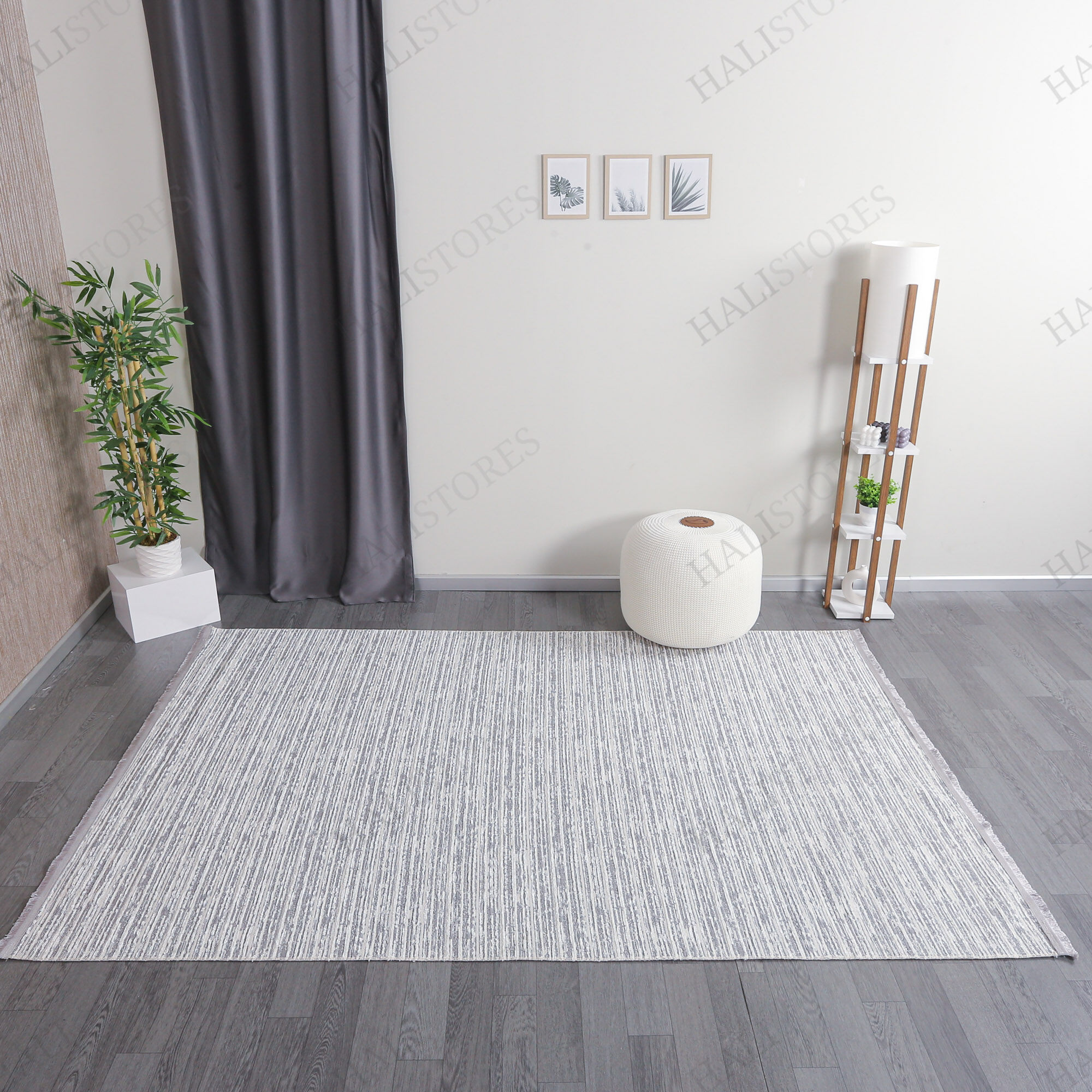 Makinede Yıkanabilir Şönil Dokuma Kilim Gri 8702