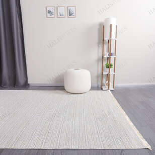 Makinede Yıkanabilir Şönil Dokuma Kilim Krem 8701 (3)