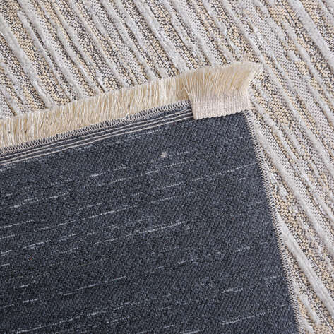 Makinede Yıkanabilir Şönil Dokuma Kilim Krem 8701 - 6